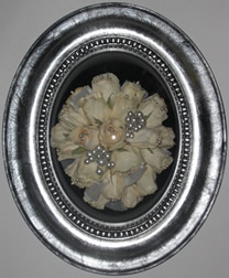 Silver Oval Frame and White Roses