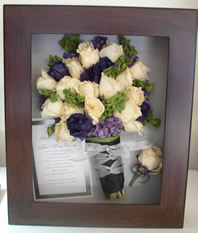 White and Purple Roses in a Frame